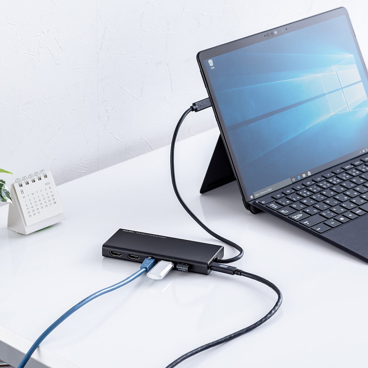USB Type-ChbLOXe[V  nu 2ʏo gvfBXvC HDMI 2|[g 4K/30Hz PD60W LAN ubN 400-HUBC099BK