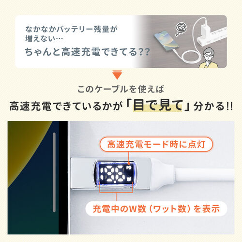 PDd͕\@\t USB Type-C Lightning P[u Apple MFiFؕi PD36WΉ 1m 炩VRP[u [d f[^] iPhone iPad ubN 500-IPLM032BK