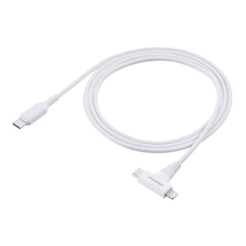 USB Type-C Lightning 2in1 USBP[u 1.2m USB PD60WΉ f[^] MFiFؕi iPadi10j iPhone15/14Ή zCg 500-IPLM033W