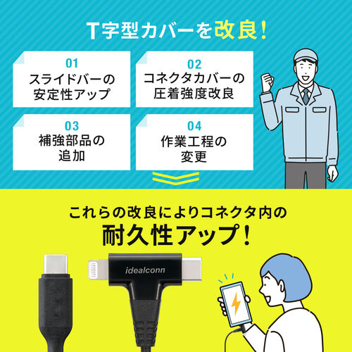USB Type-C Lightning 2in1 USBP[u 1.2m USB PD60WΉ f[^] MFiFؕi iPadi10j iPhone15/14Ή zCg 500-IPLM033W