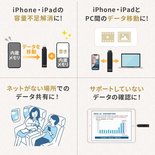 CgjO  Type-C USB 256GB MFiF iPhone iPad Android Ή p\R ʐ^  obNAbv XCO iXflash 600-IPLC256GX3N