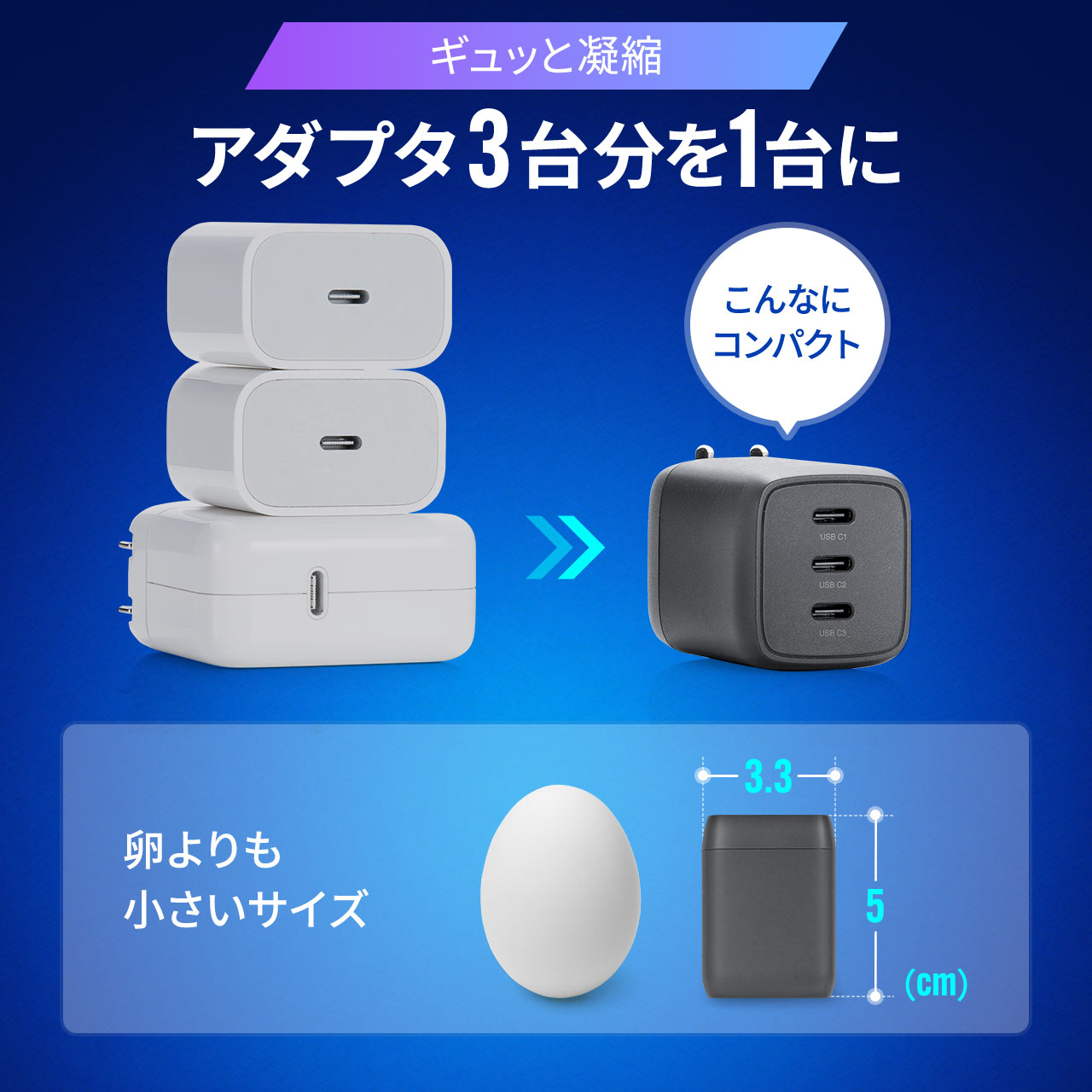 USB[d PD [d 1|[gő67W v65W 3|[g Type-C~3 GaN̗p ^ ܂肽ݎvO }[d m[gp\R X}z ^ubg PSEKi 700-AC046
